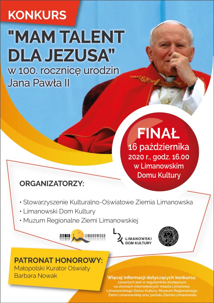 „MAM TALENT DLA JEZUSA” – konkurs z okazji 100. rocznicy urodzin Jana Pawła II – ZAPROSZENIE DO UDZIAŁU