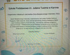Certyfikat dla naszej szkoły.