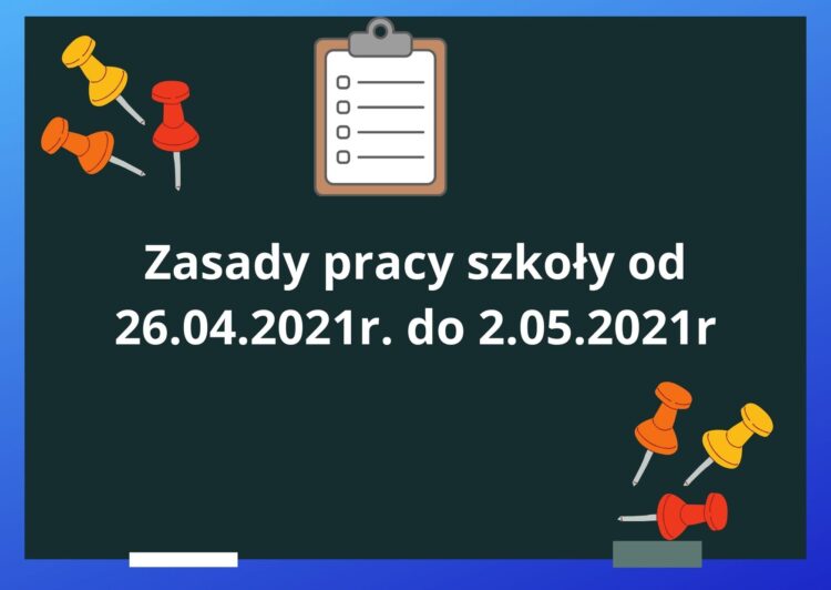Zasady pracy szkoły od 26.04.2021r. do 2.05.2021r